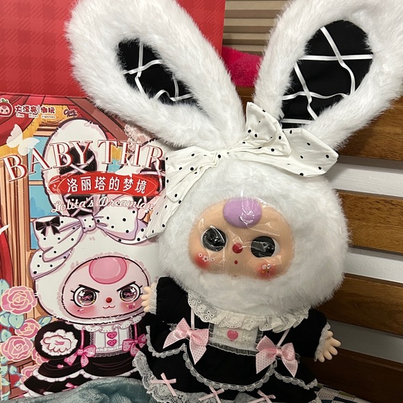 Cute White and Black Bunny Plush Toy